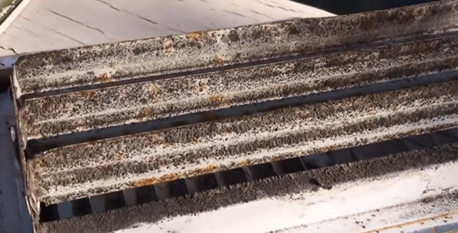 black mold contamination inside HVAC air duct system